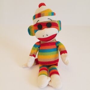 TY Beanie Baby Socks The Monkey Rainbow Colored Stripes